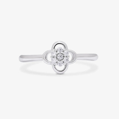 Minimal Silver Clover Flower Ring