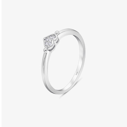 Minimal CZ Heart Silver Ring