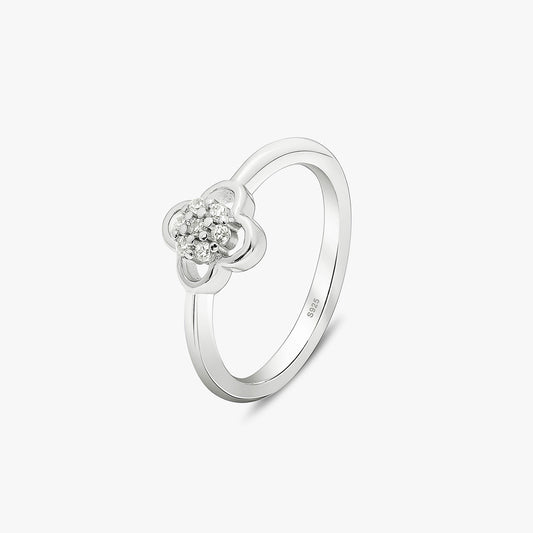 Minimal Silver Clover Flower Ring