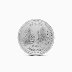 Pure 5gm Silver Coin - Spiritual Laxmi-Ganesh Design