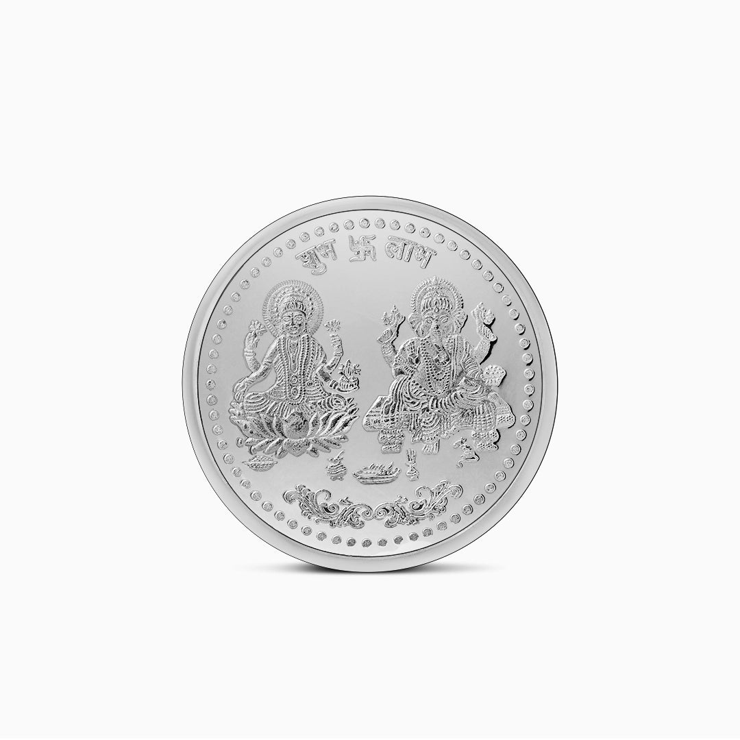 Coins - Pure 5gm Silver Coin &#8211; Spiritual Laxmi-Ganesh Design