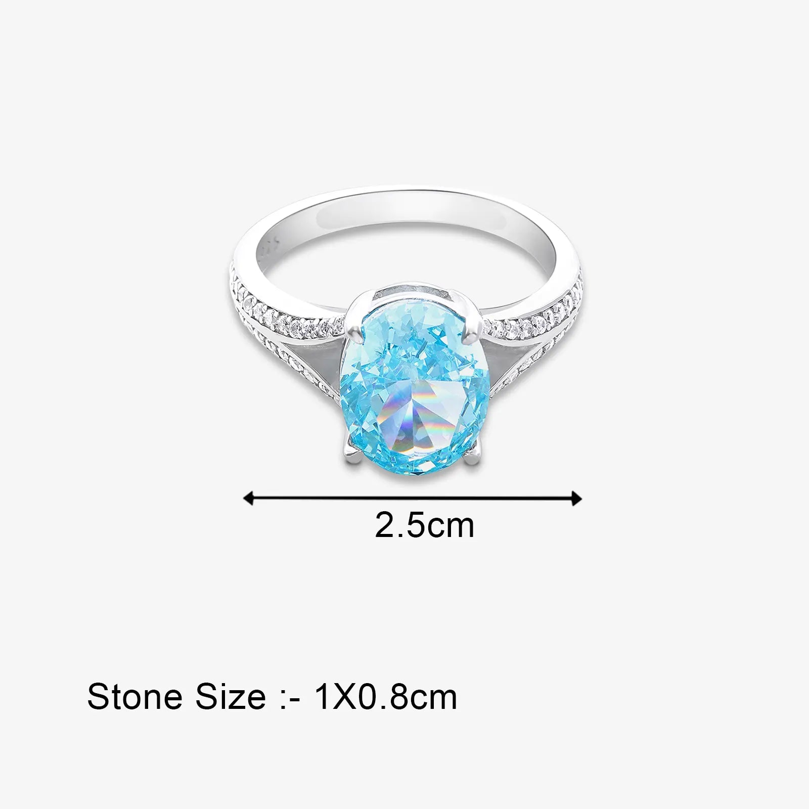 Oval Cut Sky Blue Topaz Silver Ring