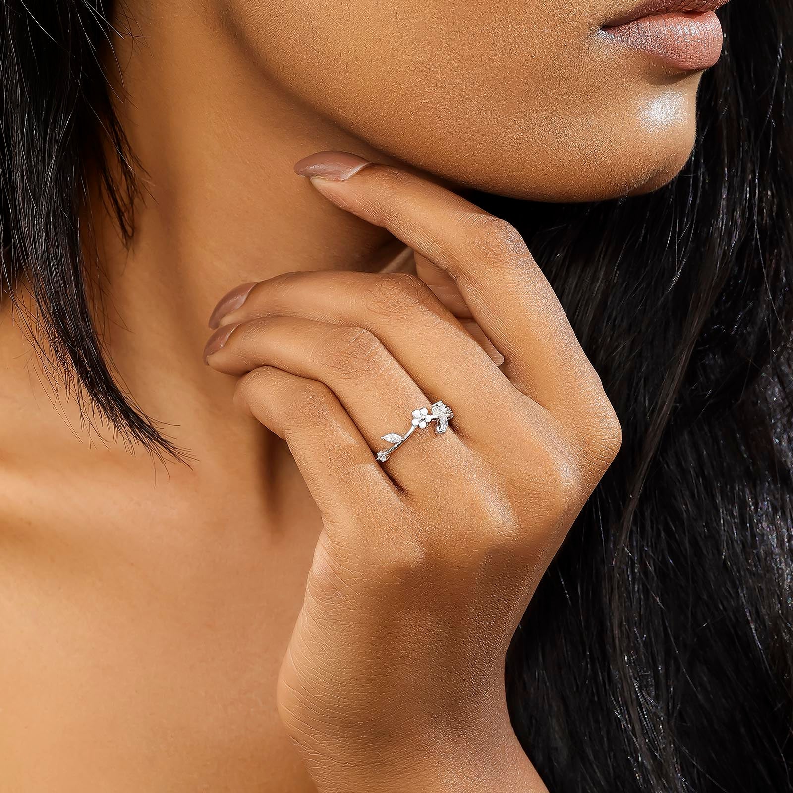 White Flower Silver Ring for Women - Tweov Jewels