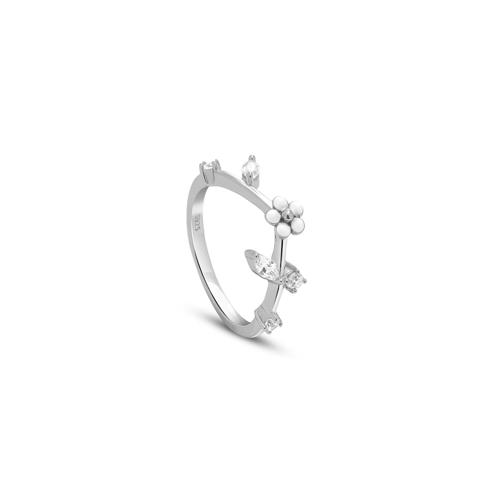 White Flower Silver Ring for Women - Tweov Jewels