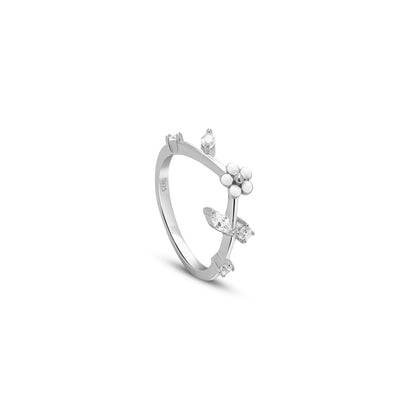 White Flower Silver Ring for Women - Tweov Jewels