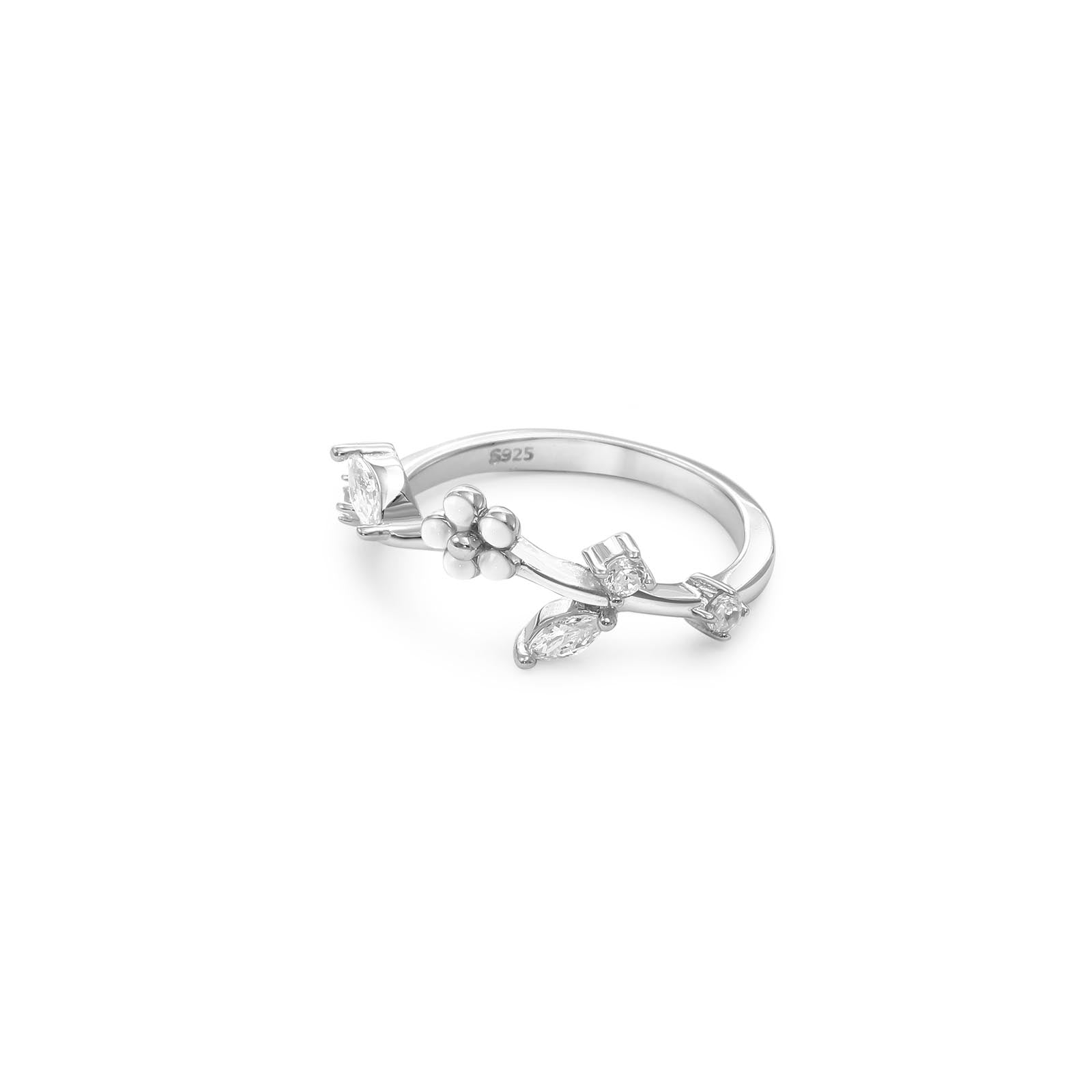White Flower Silver Ring for Women - Tweov Jewels