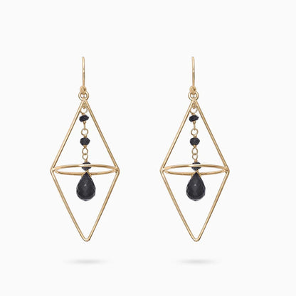 Silver Earrings - Pure Silver Earrings &#8211; Nested Gold Onyx Danglers