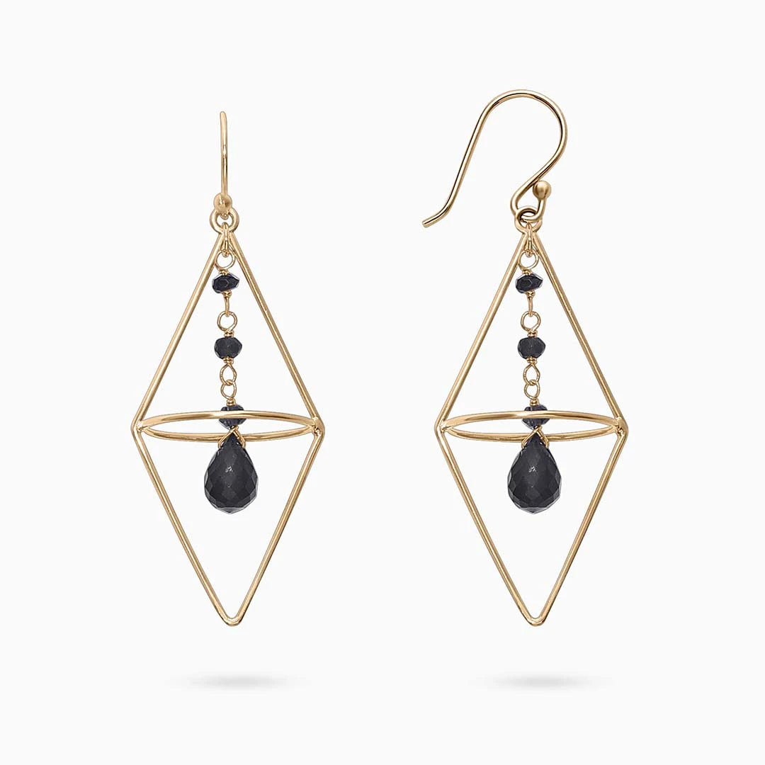 big silver earrings - Pure Silver Earrings &#8211; Nested Gold Onyx Danglers