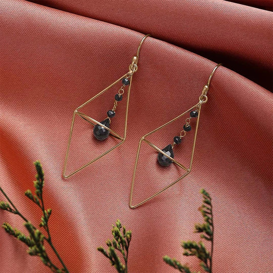 Contemporary Jewellery - Pure Silver Earrings &#8211; Nested Gold Onyx Danglers