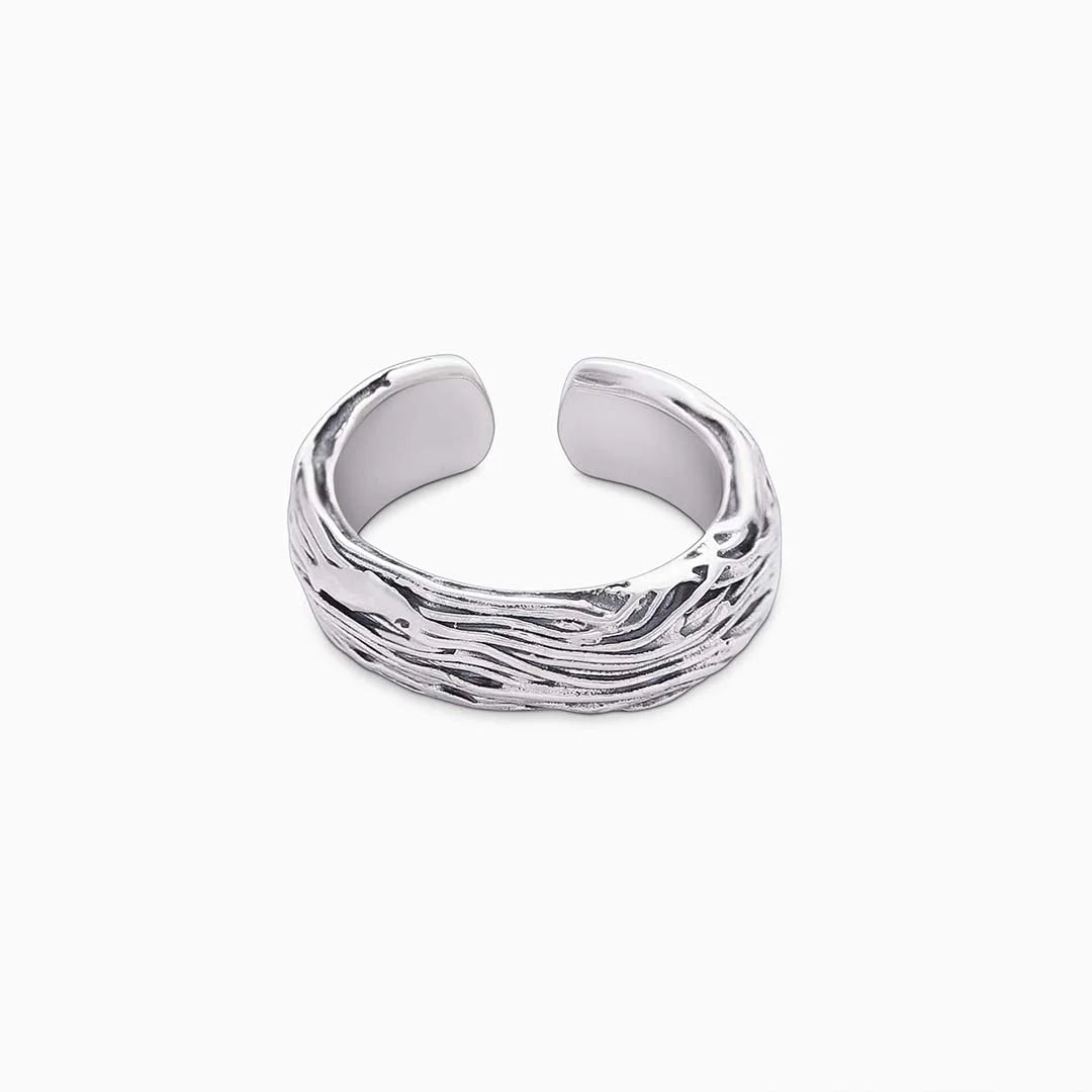 Silver Open Ring - Pure 925 Silver Ring &#8211; Adjustable Engraved Band