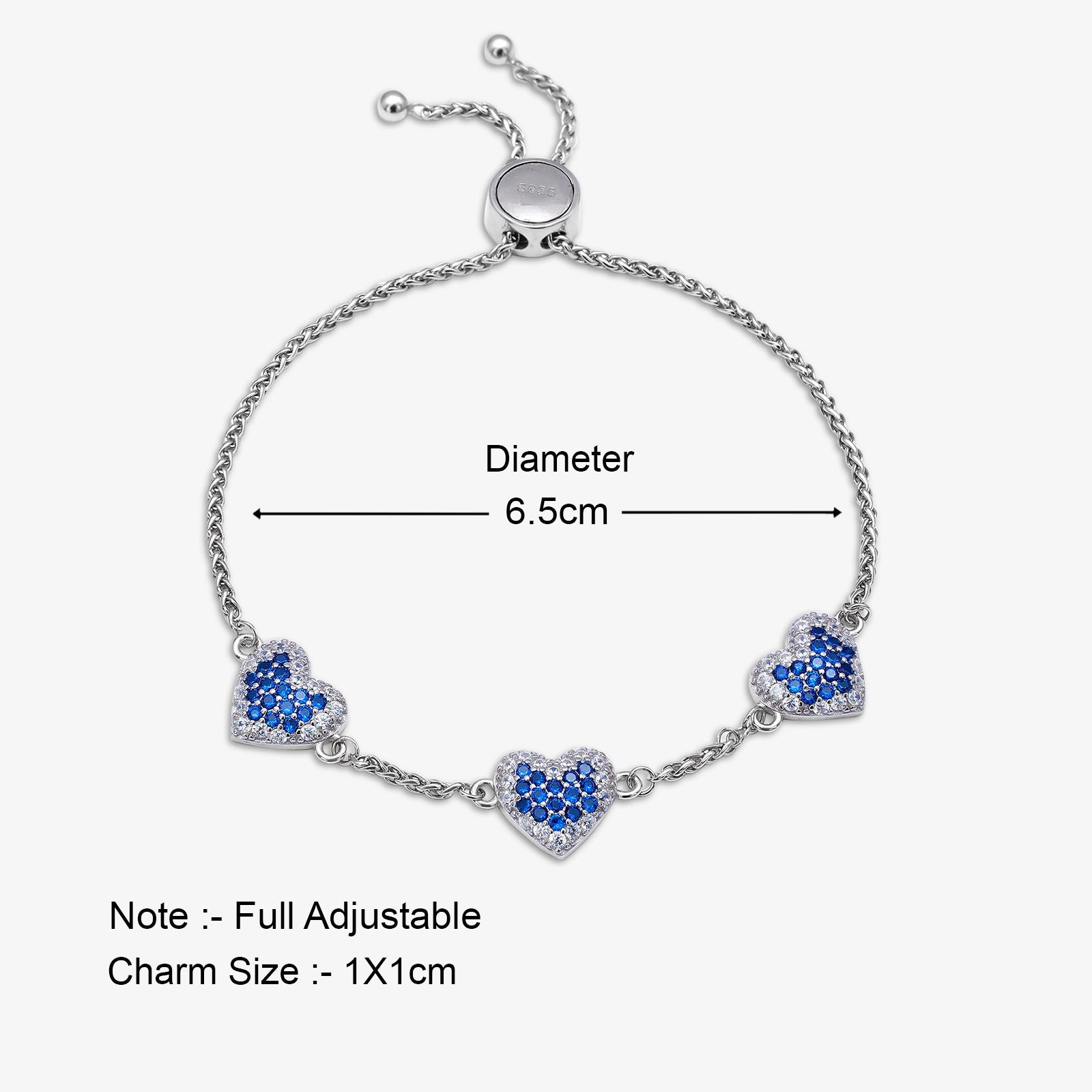 Blue White Heart Silver Chain Bracelet - Tweov Jewels