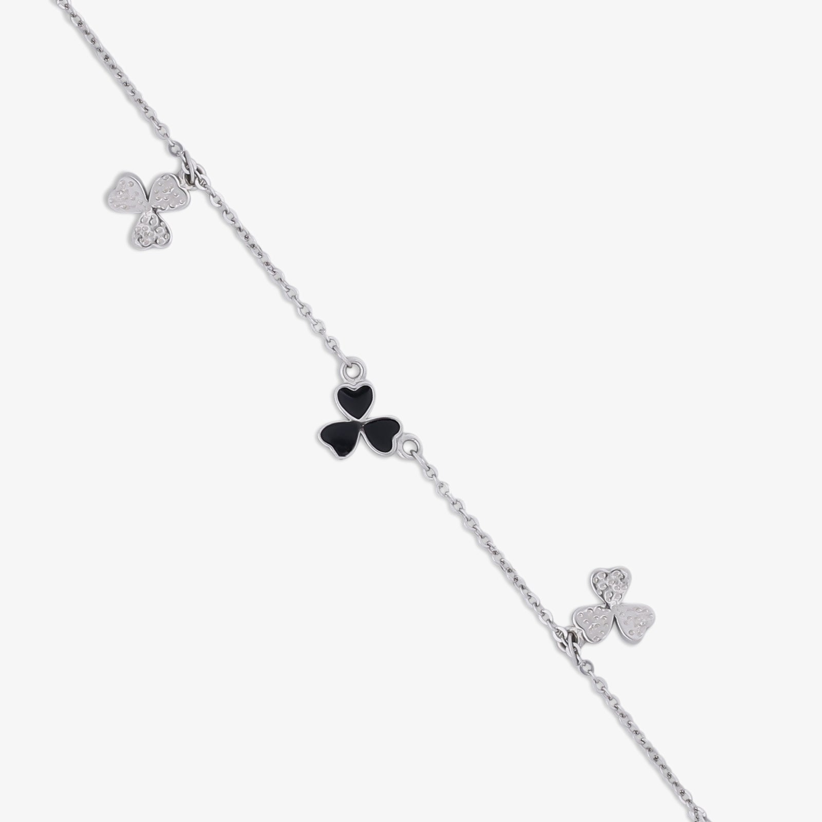 925 Sterling Silver Black Clover Leaf Bracelet - Tweov Jewels