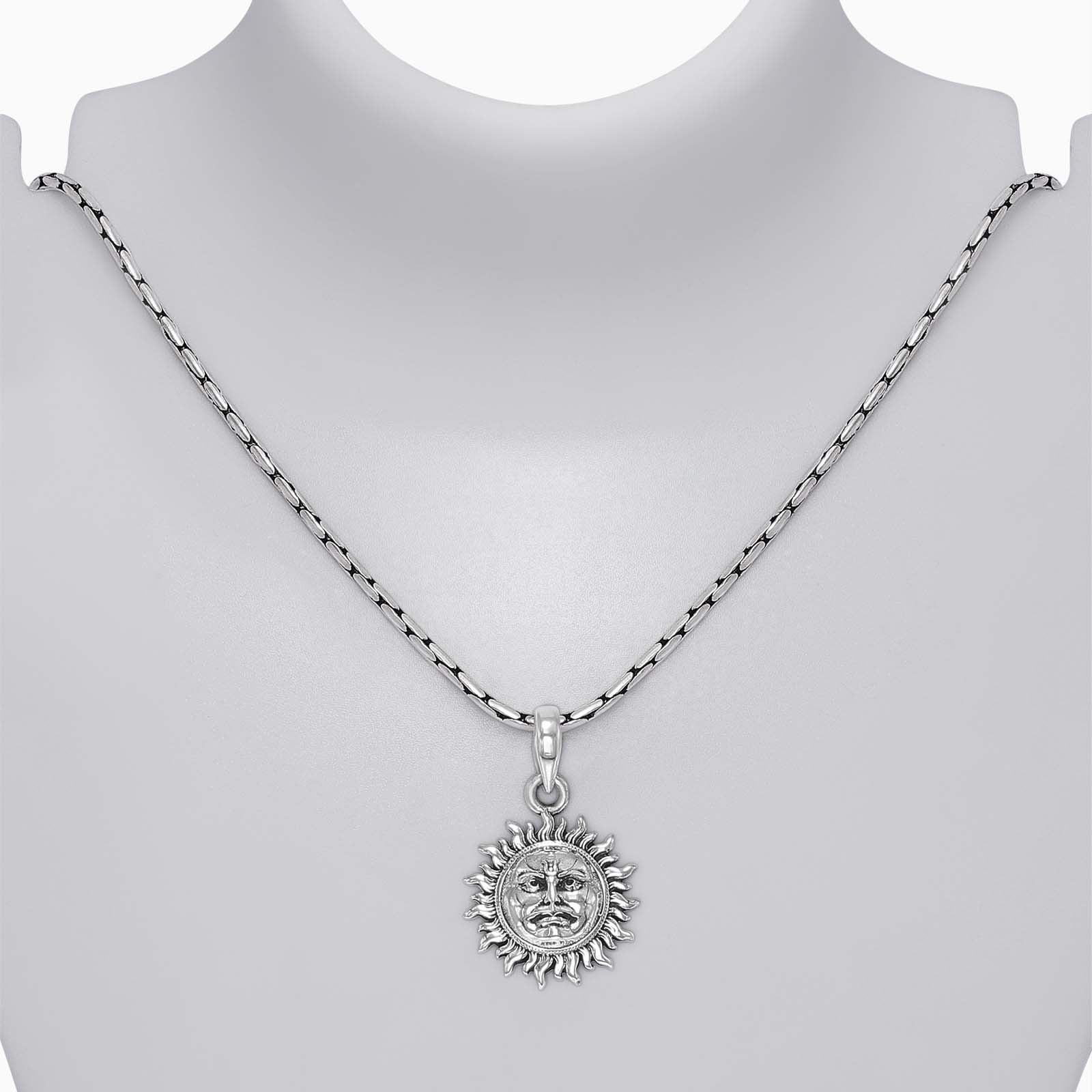 Spiritual Pendant - Pure 925 Silver Pendant &#8211; Oxidised Sun-face