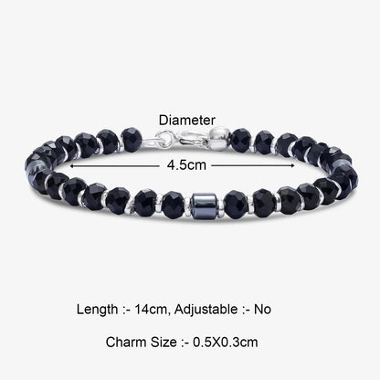 Silver Black Bead Bracelet for Kids