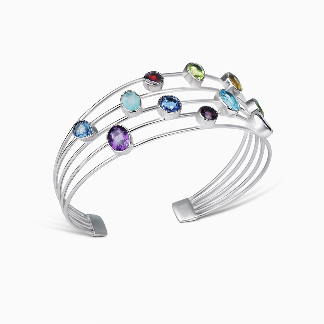 Silver Charm Bracelets - Pure Silver Bracelet &#8211; Made With Gemstone Fusion