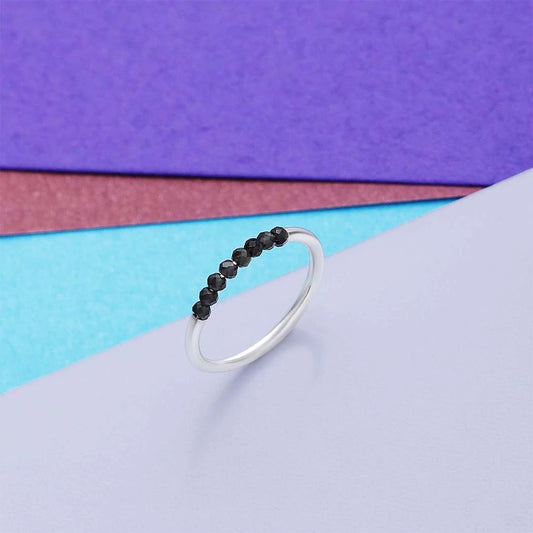 Classic Rings - Pure Silver Ring &#8211; Made With Elite Black Beads