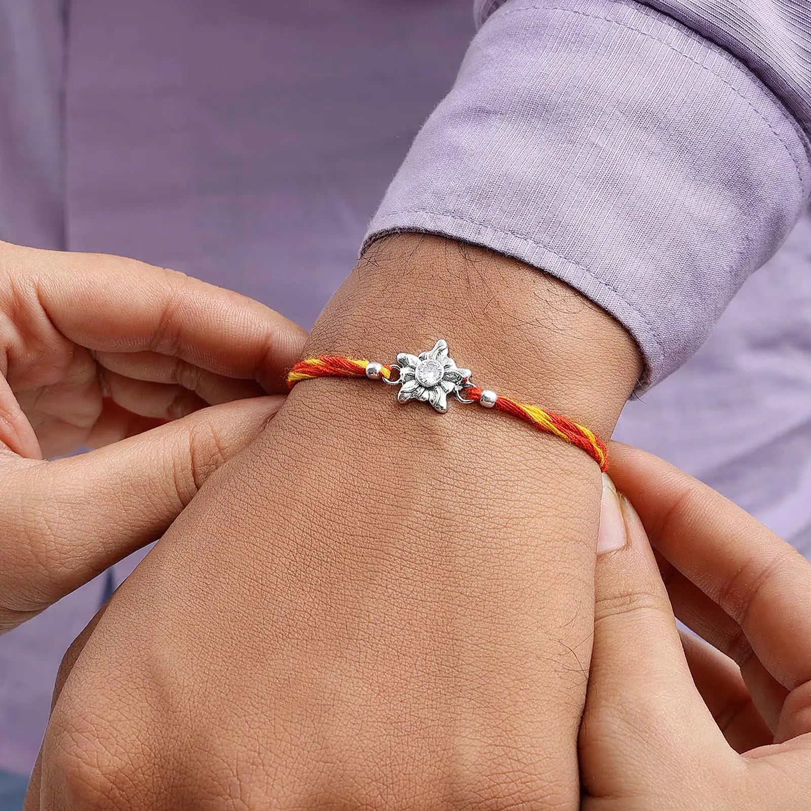 Star Design Silver Rakhi for Brother