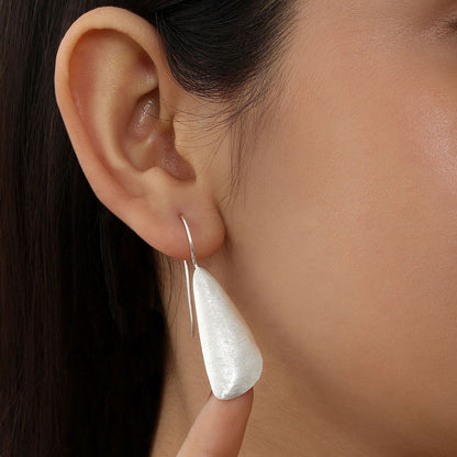 Feather Design Silver Drop Earrings