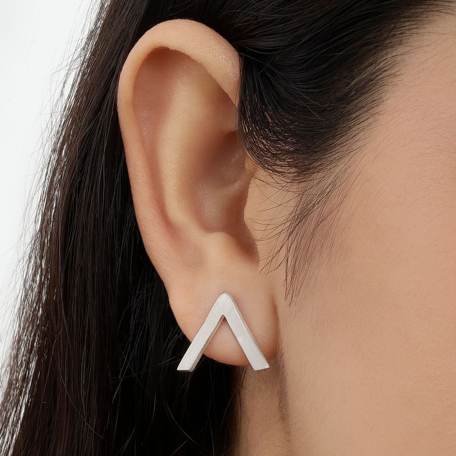 V Shaped Silver Stud Earrings - Tweov Jewels