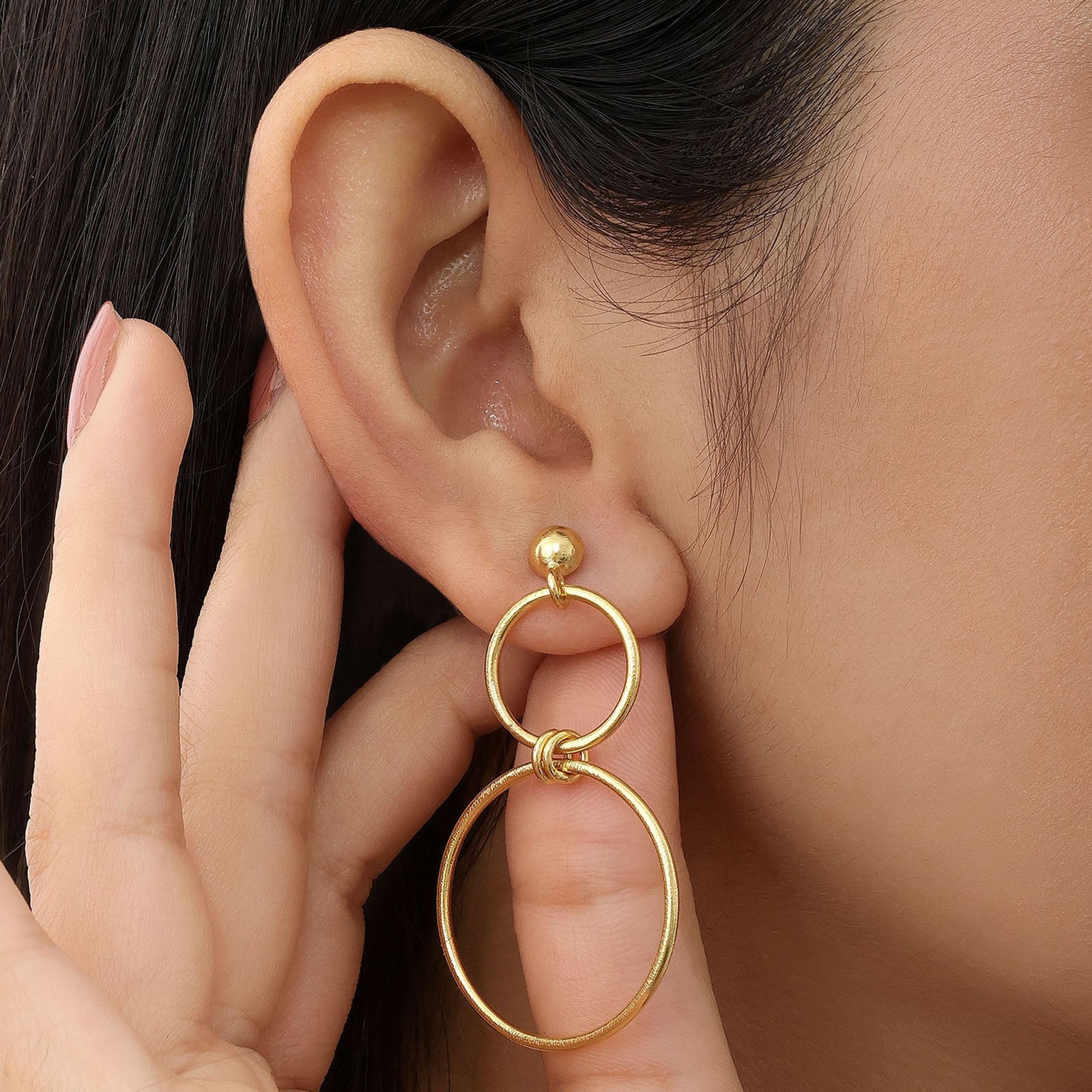 Pure Silver Earrings - Eternal Gold Plated Loop Design