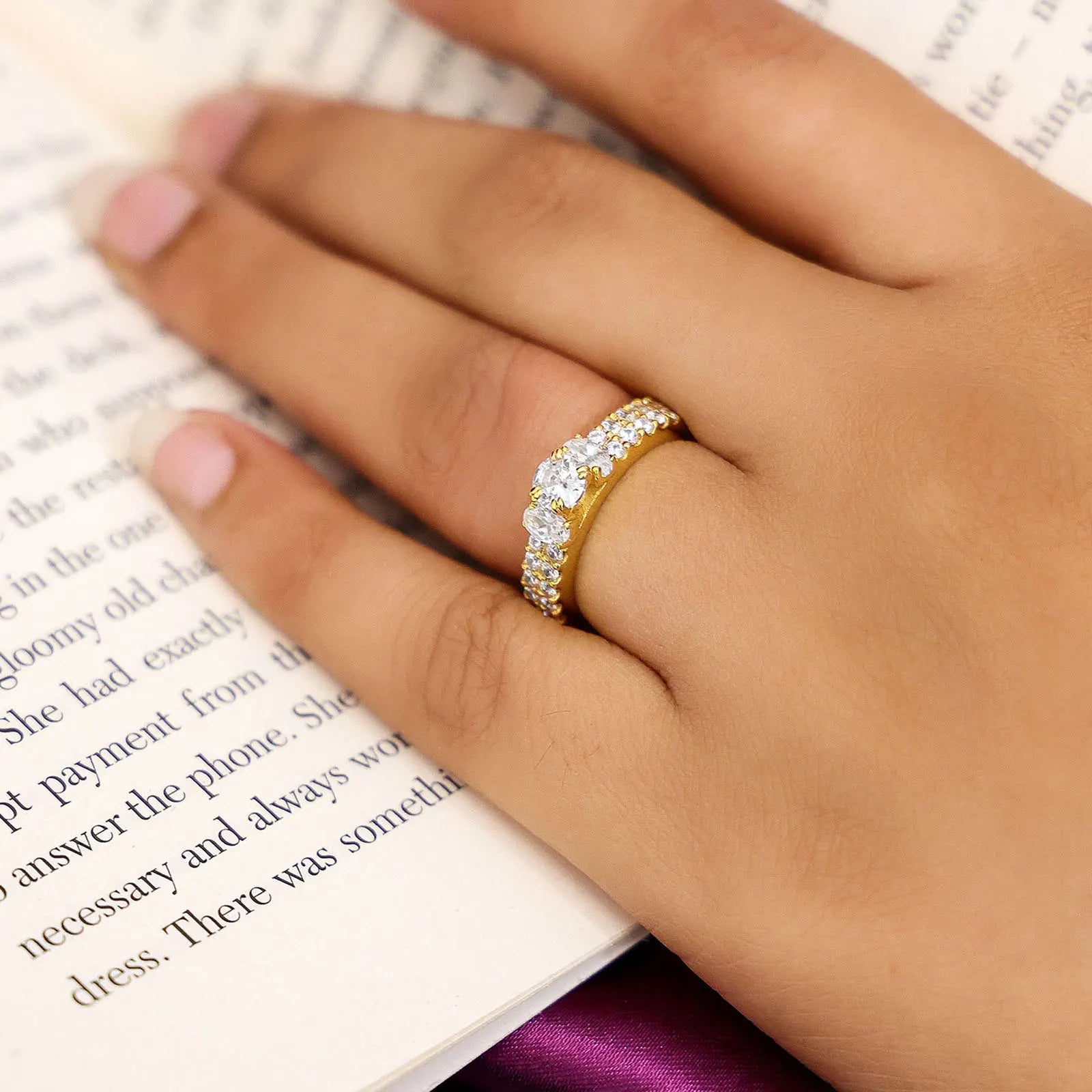 Gold Plated Solitaire CZ Stylish Silver Ring