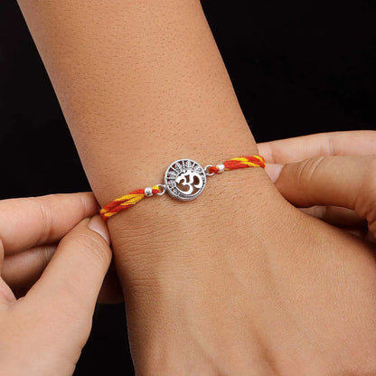 Designer Om Silver Rakhi for Brother