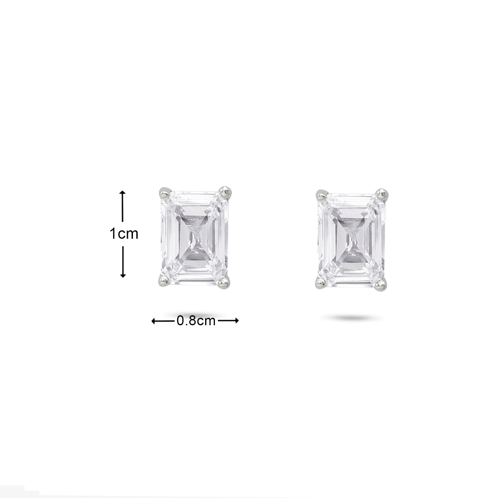 Rectangle Shape Silver Stud Earrings