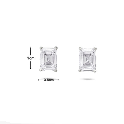 Rectangle Shape Silver Stud Earrings