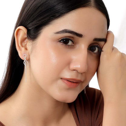 Sleek Threader Chain Design Silver Earrings