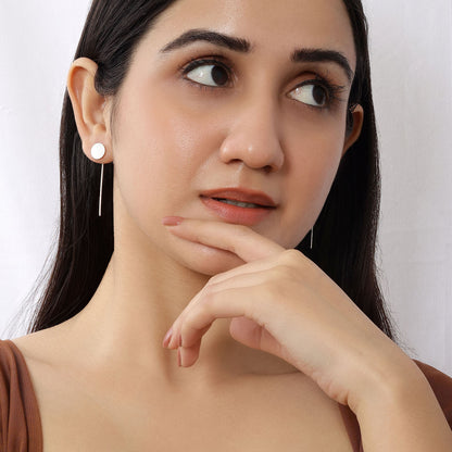 Long Solid Bar Silver Earrings