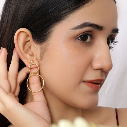 Pure Silver Earrings - Eternal Gold Plated Loop Design