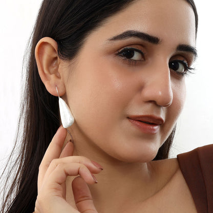 Feather Design Silver Drop Earrings