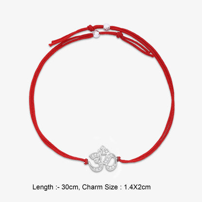 Silver CZ Om Rakhi for Brother
