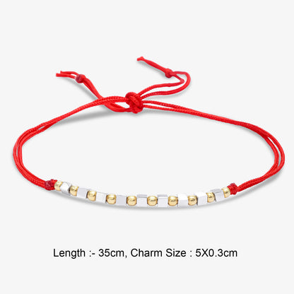 Simple Box Beads Silver Rakhi for Brother