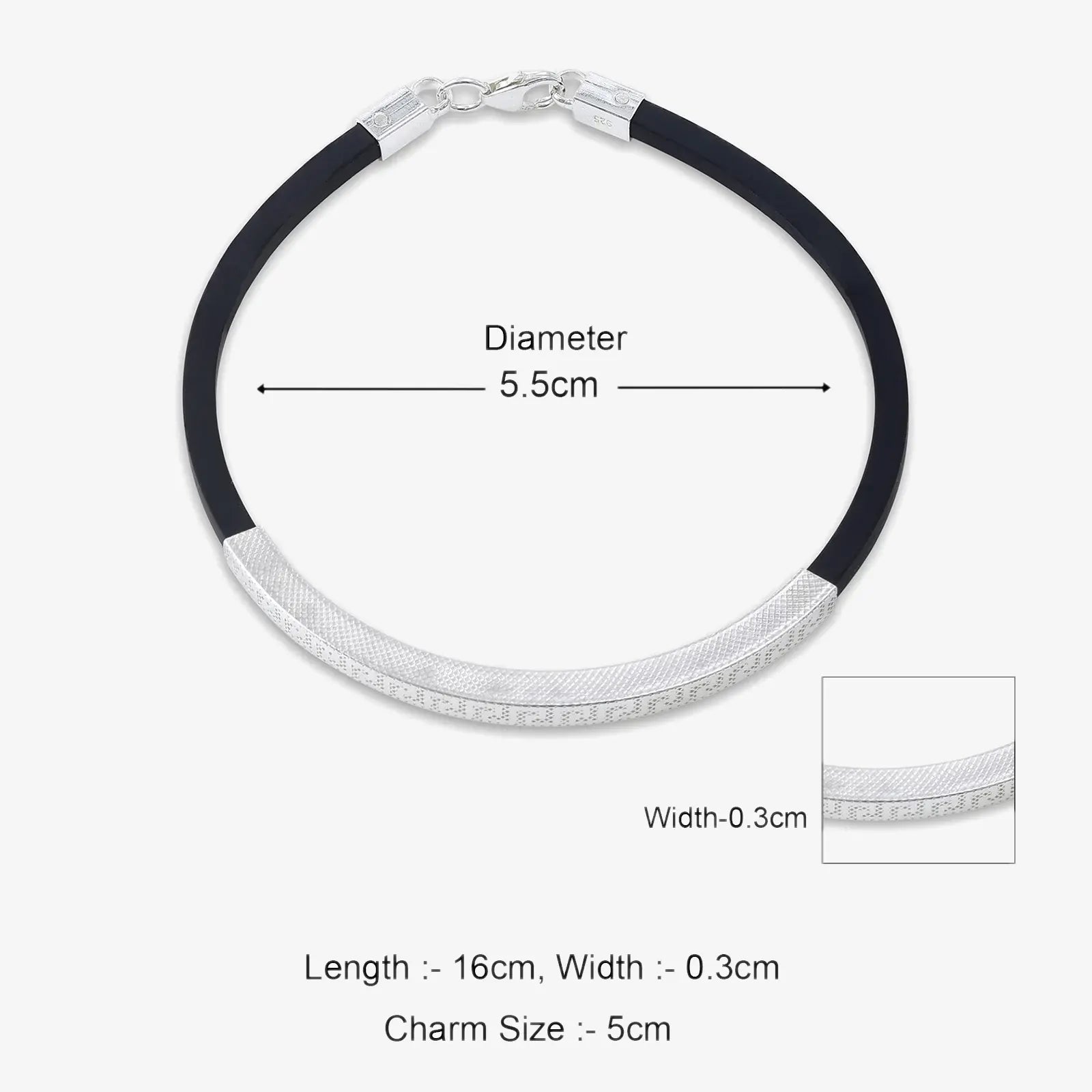 Silver Black Band Bracelet - Tweov Jewels