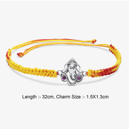 Silver Ganesha Om Rakhi for Brother