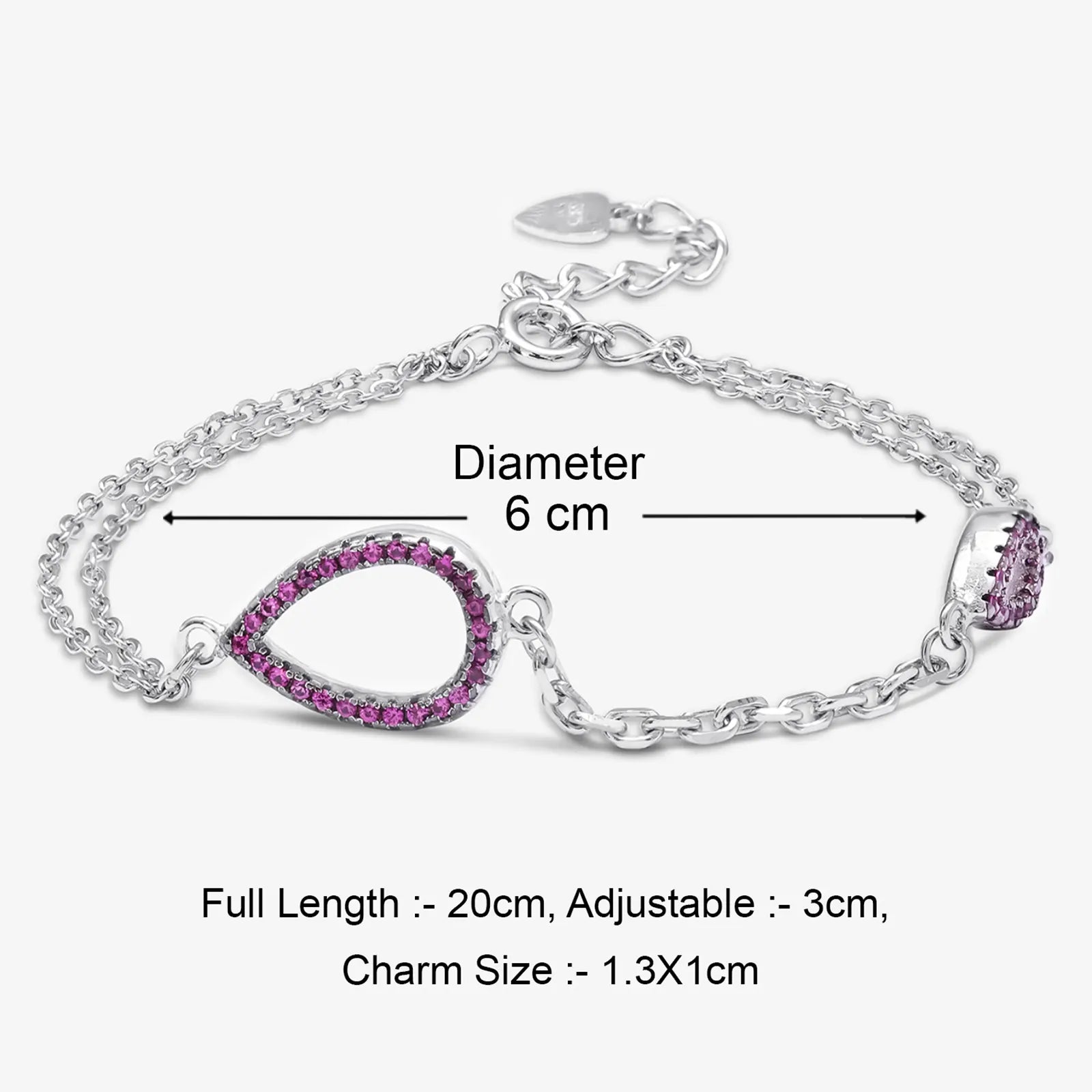 Drop Shape Silver Chain Bracelet
