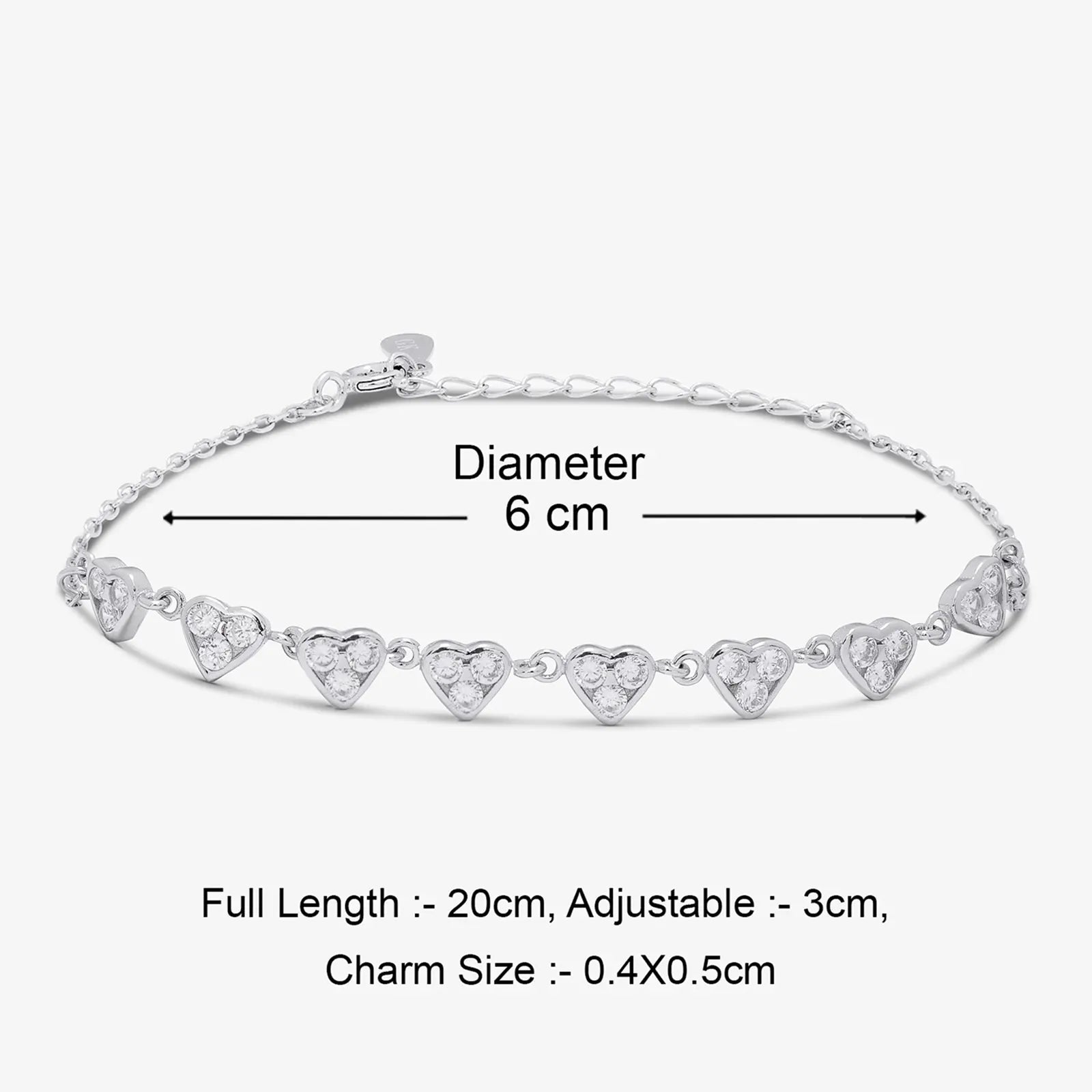 Silver Small Heart Charm Bracelet