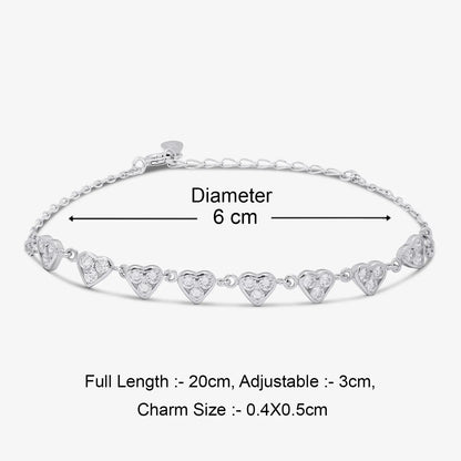 Silver Small Heart Charm Bracelet