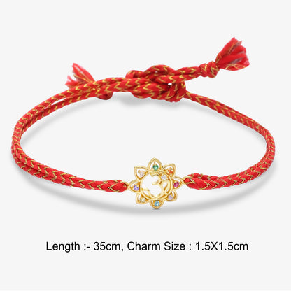 Gold Plated Multicolor Om Floral Silver Rakhi for Brother