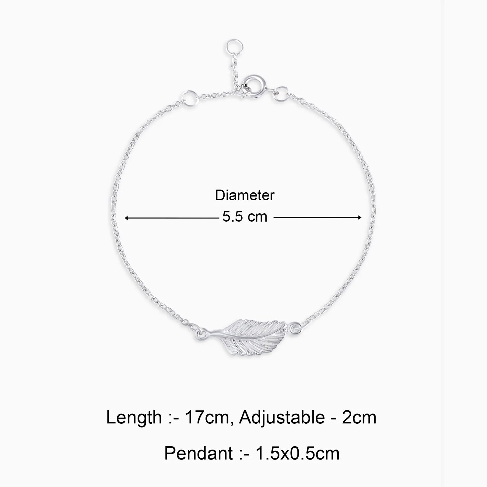 Pure 925 Sterling Silver Leaf Design Chain Bracelet