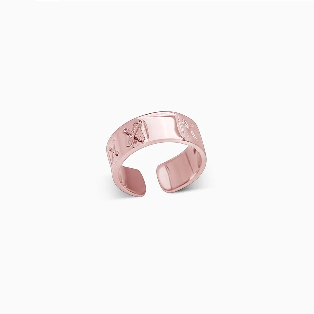 Silver Rings - Band Style Rose Gold Engrave Ring-Universal