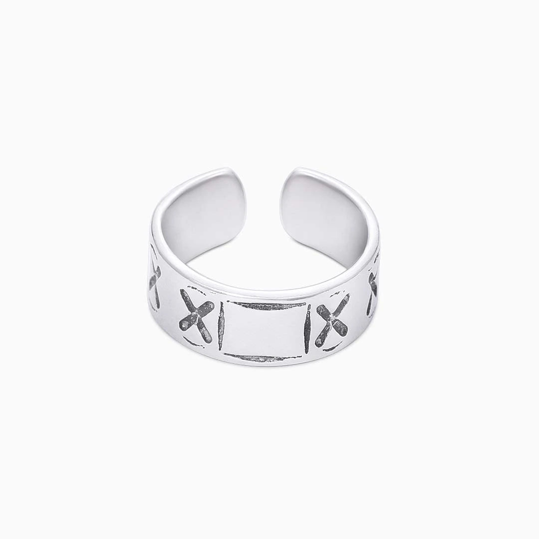 Great Summer Sale - Pure Silver Ring &#8211; Adjustable Engraved Band With Silver Finish