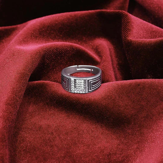 Men Rings - Pure Silver Ring &#8211; CZ Stone Set Band For Men