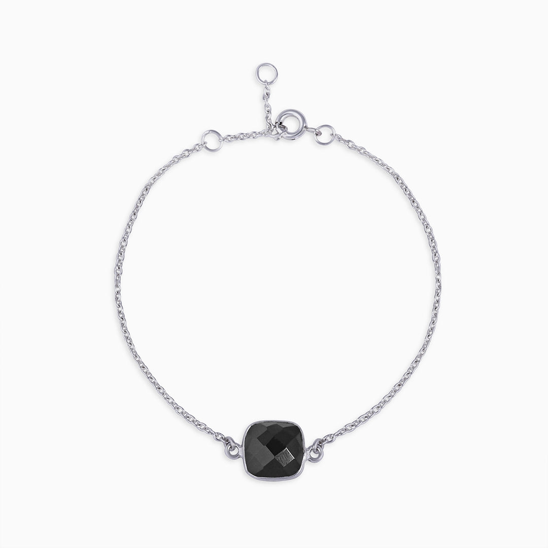 Black Onyx bracelet - Pure Silver Bracelet &#8211; Chain of Black Onyx Stones