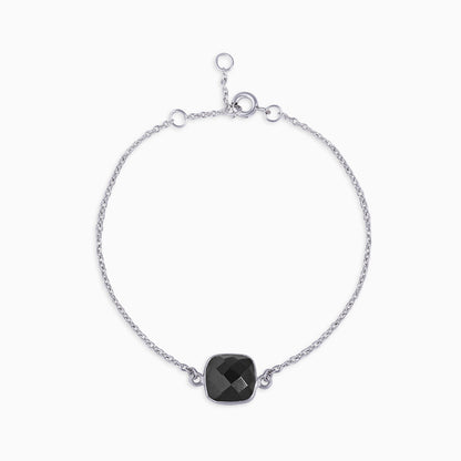 Black Onyx bracelet - Pure Silver Bracelet &#8211; Chain of Black Onyx Stones