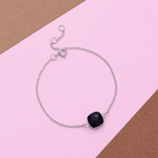 Couple Bracelet - Pure Silver Bracelet &#8211; Chain of Black Onyx Stones