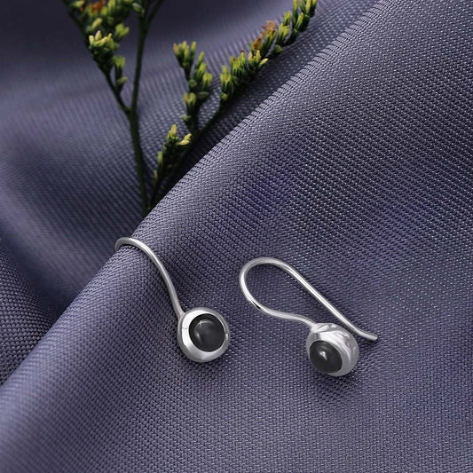 Drop Earrings - Pure Silver Earrings &#8211; Eternal Black Onyx Stone Fit