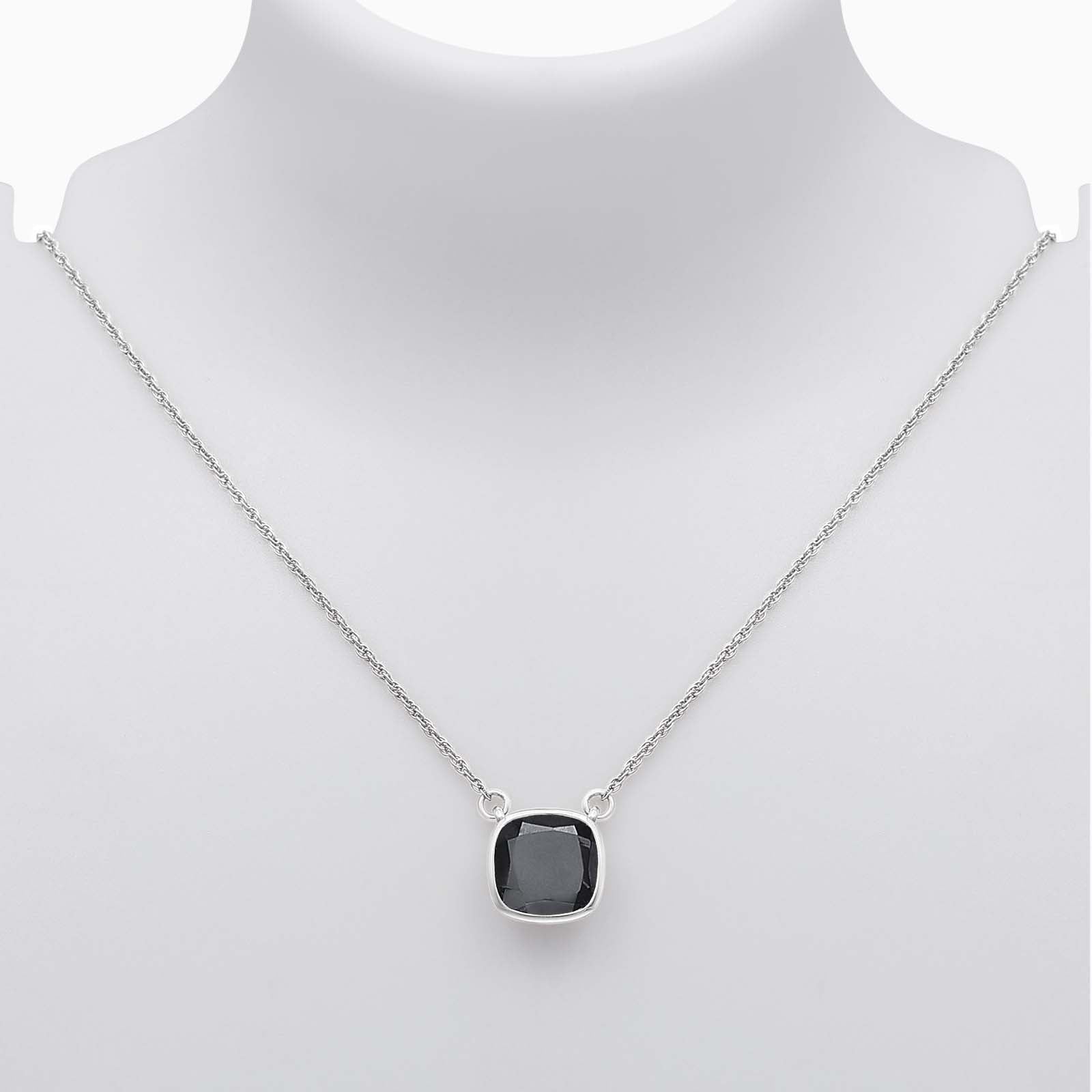 184 - Pure Silver Necklace &#8211; Simple Black Onyx Chain