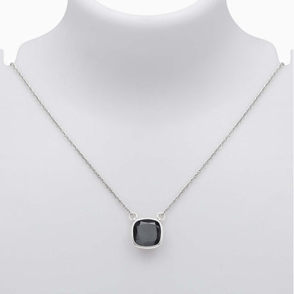 184 - Pure Silver Necklace &#8211; Simple Black Onyx Chain